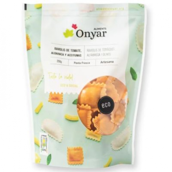 Ravioli tomàquet, alfàbrega i oliva - bossa 250 gr